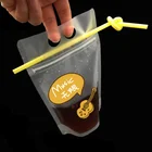 custom 3 side seal zipper stand up clear fruit juice drink pouches packaging bag juice pouch with straws