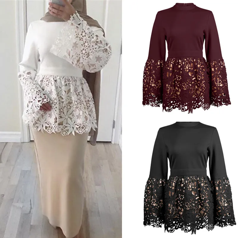 Wholesale Muslim Women Tops New Designer Blouse Fashion with Lace, Black;white;wine red
Wholesale Muslim Women Tops New Designer Blouse Fashion with Lace, Black;white;wine red