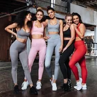 2019 Red Pink Solid Color Knitted Raceback Tracksuit 2 Piece Set Women Summer Sexy Yoga Fitness Work out Clothing