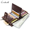 contact's dropship wholesale custom crazy horse leather 14 cards slots vintage short bifold leather wallet men with coin pockets