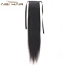 Aisi Hair 16 Inch Brazilian Remy Human Hair Ponytail Human Hair Ribbon Straight Ponytail Extensions for Black Women