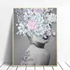 Nordic Style Beauty Flower Girl Canvas Painting Poster And Print For Living Room Fashion Home Decor HD Wall Art