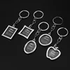 Promotional Photo Frame Round heart apple Square Shaped Blank Metal Bulk Photo Keychain chain ring