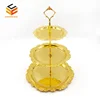 Luxury 3 layer fruit tray metal craft tray birthday party cake tray home decoration cake plate with stand