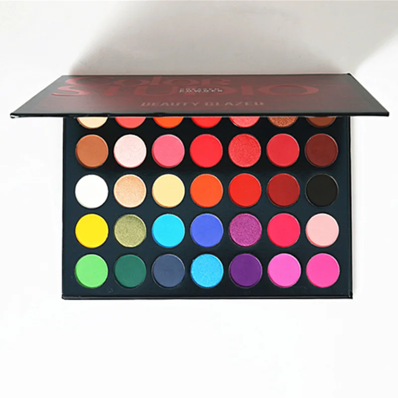 

wholesale stock beauty glazed 35 colors matte shimmer eyeshadow palette pressed powder glitter metallic pigment private label, 35 colors in one palette