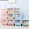 Large Stackable Food Kids Clothes Plastic Storage Box with Front Open Lid(Three pcs)