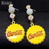 Rakol FE1731 unique exaggerated Cola cap drop dangle statement earrings