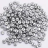 High Quality Silver Coated Circular Alphabet Acrylic Letter Beads For Jewelry Making