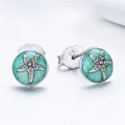 Qings Fashion Green Starfish 925 Sterling Silver Earrings With Modern Design