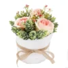 Potted Artificial Flowers High Quality Silk Rose Hydrangea And Herb Floral Arrangement for Home Decor