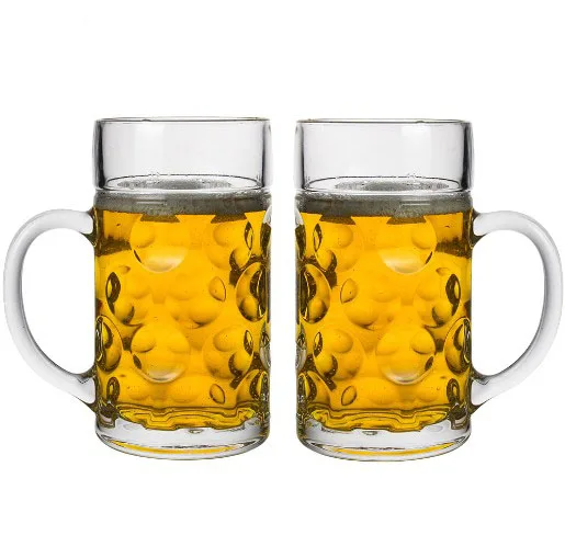 Glassware 1000ml Beer Glass Mug Dimple Beer Mug with Handle