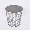 living room wire coffee table and home furniture use iron wire side table with wood cover top