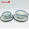 New Design Hualian Graceful Coffee tableware porcelain blue tea cup and saucer