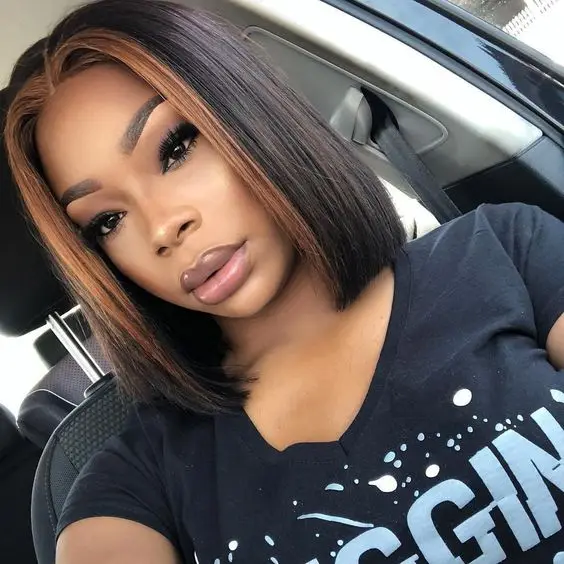 Blunt Cut Highlight BoB virgin hair 13X4 Human hair Wigs 
Blunt Cut Highlight BoB virgin hair 13X4 Human hair Wigs