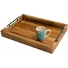 Food Grade Decorative Rustic Natural Wooden Serving Tray with Metal Handles