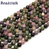 Natural Stone Beads Colorful Tourmaline Round Smooth Bead String 38 cm/15 inch DIY Jewelry Making Supplies