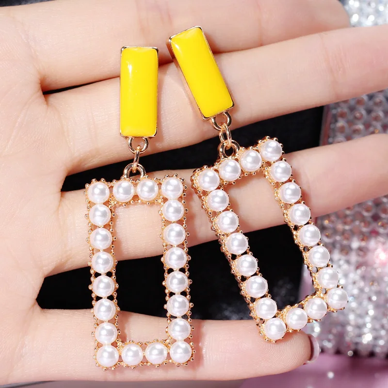 wholesale geometric rectangle pearl earrings yellow acrylic rectangle stud drop earrings long elegant pearl earrings, Picture
wholesale geometric rectangle pearl earrings yellow acrylic rectangle stud drop earrings long elegant pearl earrings, Picture