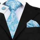 Design Your Own Sky Blue Paisley Mens Embroidered Polyester Tie Set