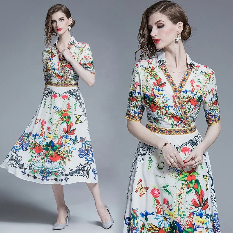 2019 New Arrived Floral Print Midi Dress Short Sleeve Flared Holiday women summer dress Prom Dresses Women Party
2019 New Arrived Floral Print Midi Dress Short Sleeve Flared Holiday women summer dress Prom Dresses Women Party