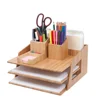 Office Desktop Bamboo Organizer for Files, Paper Tray, Letter Sorter, Document Holder, 5 Sections