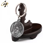 Free design zinc alloy die casting ancient silver 3D character avatar coin keychain with your own logo