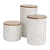 Food storage jar with bamboo lid,kitchen storage container,3pc ceramic round canister set