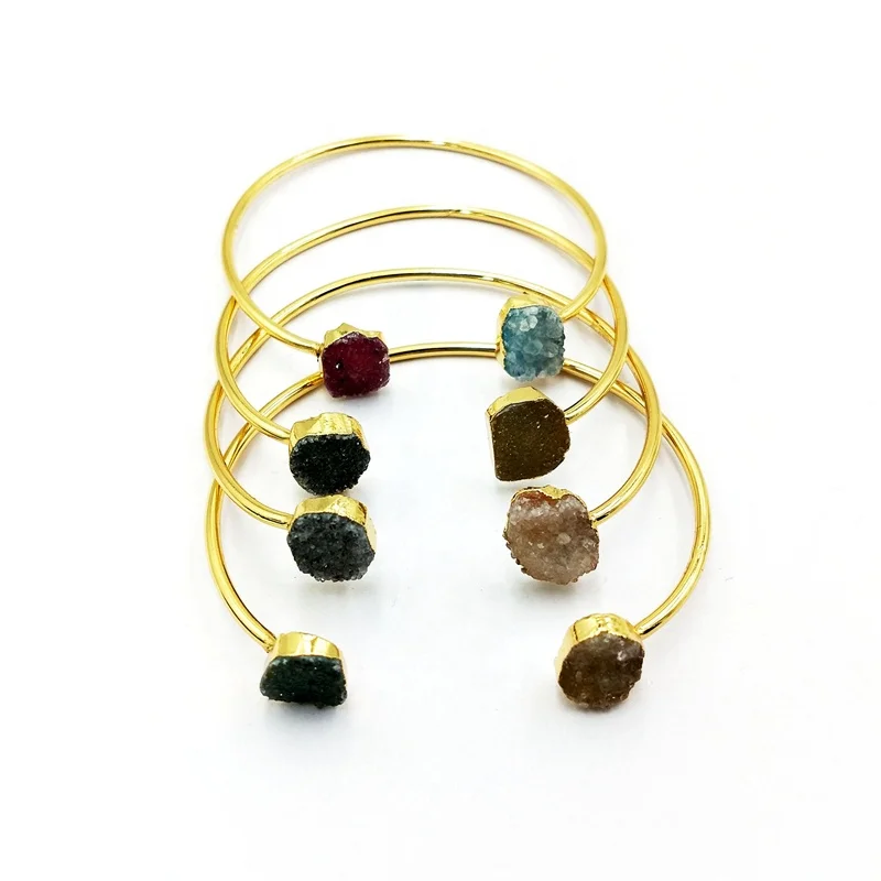 New Arrival Silver Crystal Druzy Bangle Bracelet multi color Druzy Gemstone Jewelry double stone bangles, Gold,silver
New Arrival Silver Crystal Druzy Bangle Bracelet multi color Druzy Gemstone Jewelry double stone bangles, Gold,silver