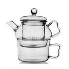 Turkish Double Tea Pot Kettle Set Stacked Glass Teapot For Blooming Tea With Tea Infuser