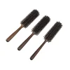 Factory Price Natural Boar Bristles Hair Brush With Wood Handle Hair Dryer Round Comb Ruled Brush