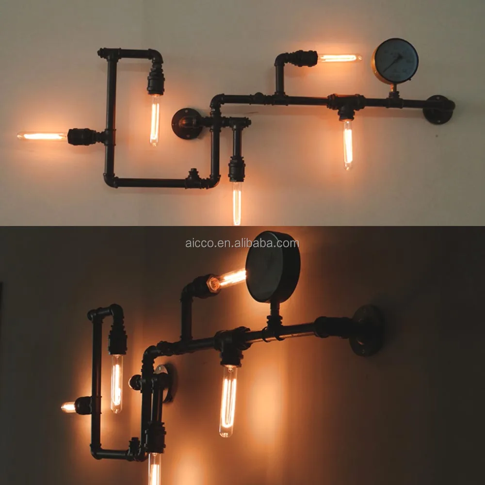 Popolare loft industriale vintage tubo lampada da parete con ... Lampade decorazione Tubi