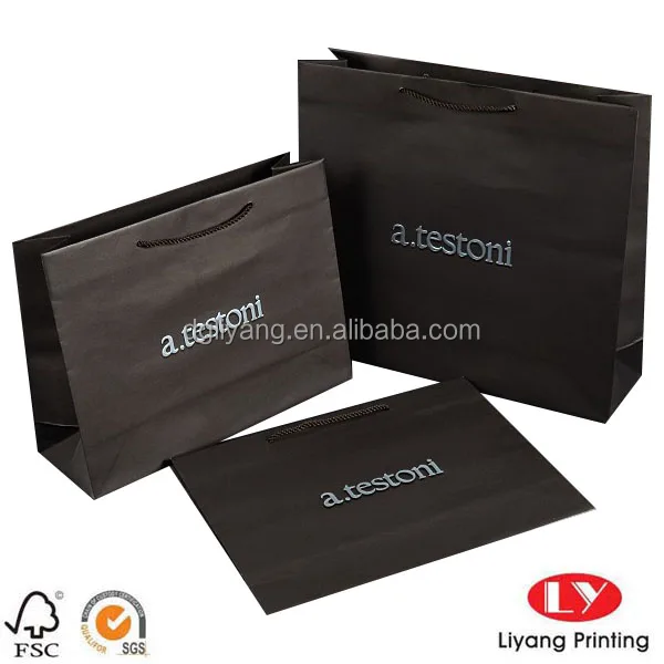 fancy paper gift bag with logo silver foil and embossed and