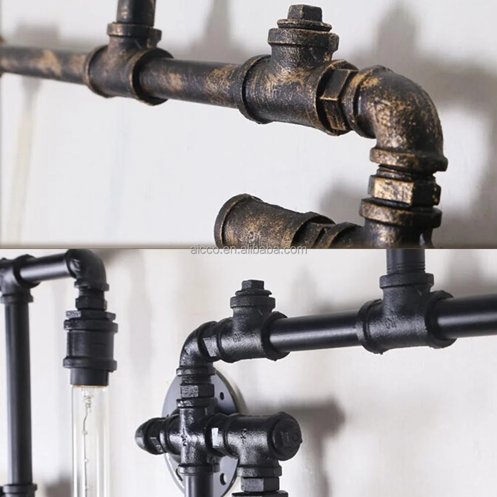 Popolare loft industriale vintage tubo lampada da parete con ...