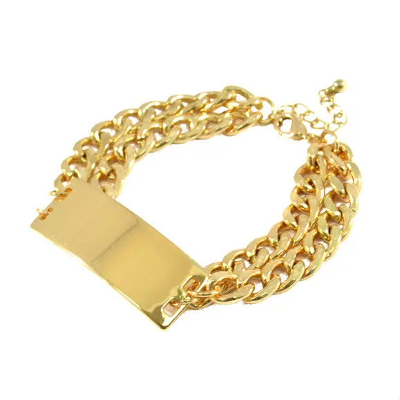 wholesale gold plated bracelet chains link bracelet plate id