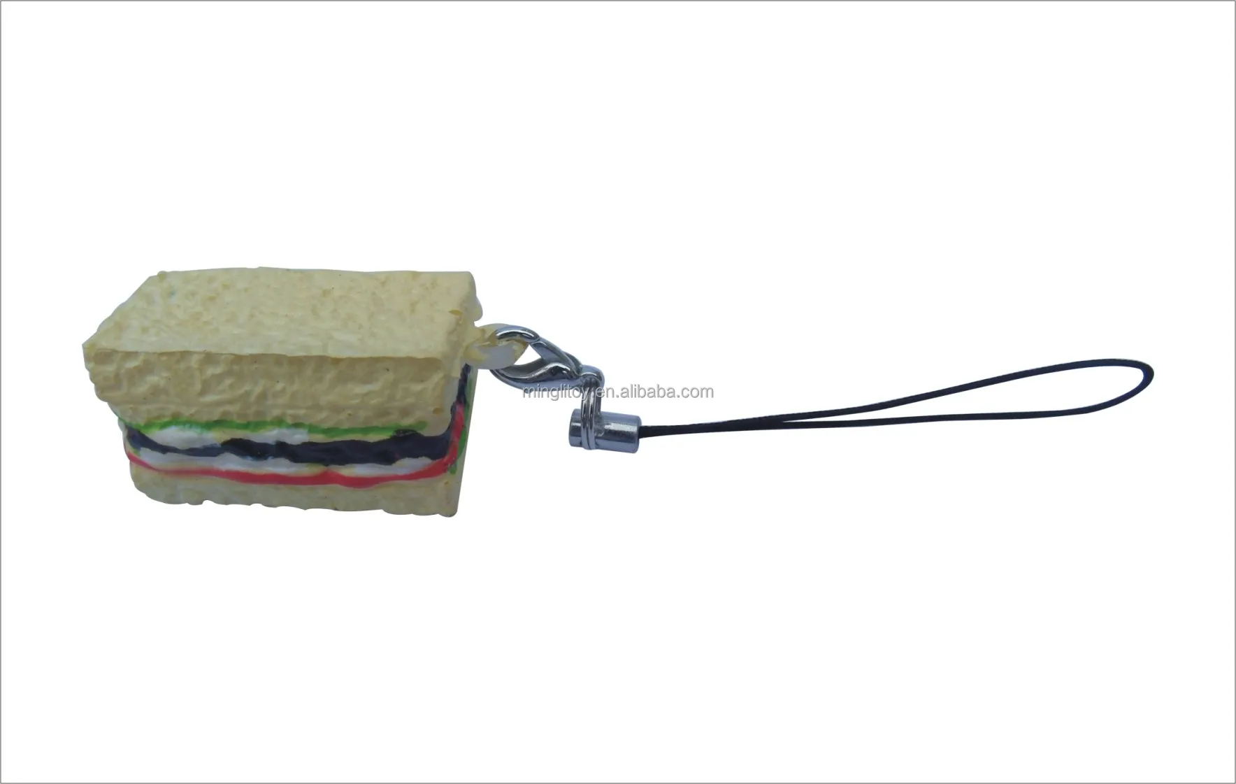 PU soft Fake bread sandwich / promotional gift keychain