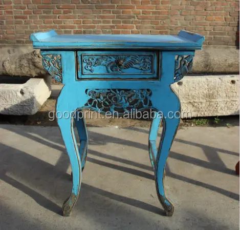 Chinese Antique Vintage Pinewood Shanxi Carved Mini Table.jpg