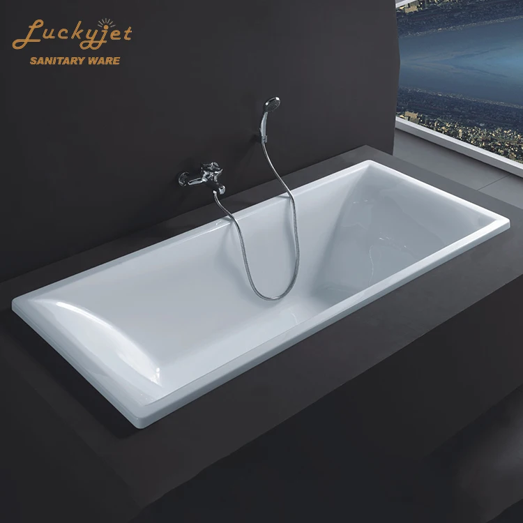 Simple Style Acrylic Rectangular Build-in Cheap Freestanding Bathtub With Shower
