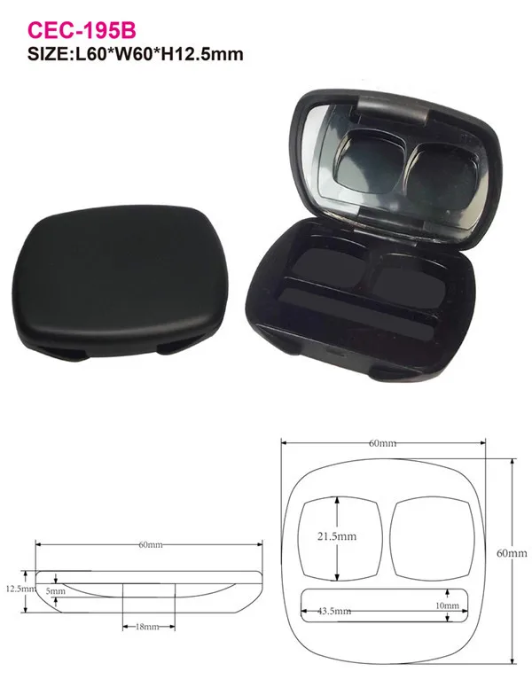 正方形の黒いcec-195b熱い販売のアイシャドウアイシャドウケース包装仕入れ・メーカー・工場