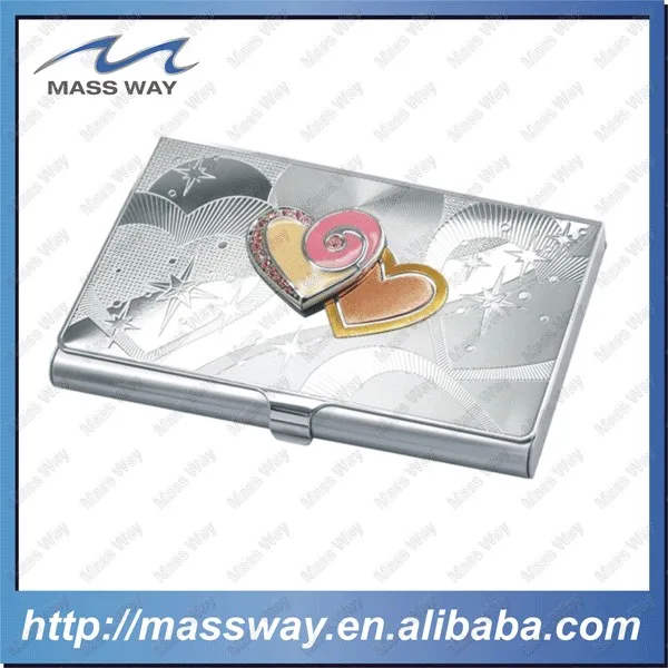 high grade novelty metal heart shape credit name card holder