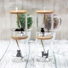 Summer transparent glass high borosilicate glass heat resistant straight cup with spoon