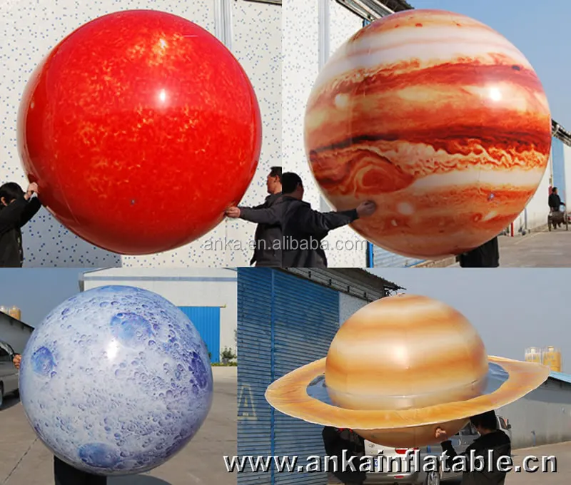 Outdoor Lighted Inflatable Moon Ball,Led Inflatable Earth Sun Jupiter Mars Planet Balloon,Hanging Airtight PVC Solar System Balloon For Festival