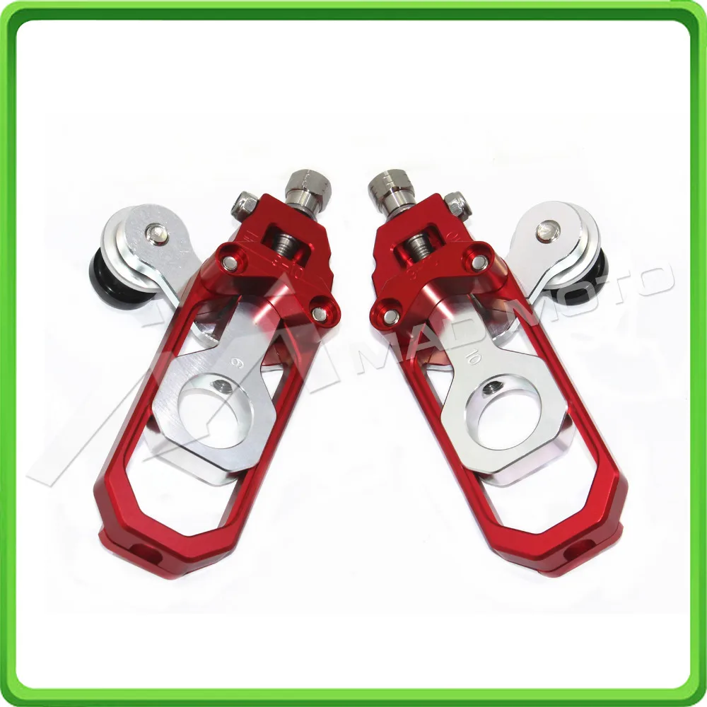 Motorcycle Chain Tensioner Adjuster with bobbins fit for HONDA CBR 600 RR CBR600RR 2011 2012 2013 2014 2015 2016 Red & Silver (5)