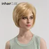 Cute Short Hair Wig with Natural Bangs Pixie Cut Blonde Synthetic Short Straight Haircut For White Women Free Shipping