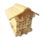 Hanging wooden handmade mini bee house outdoor insect hotel small animal cage