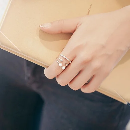 925 silver fashion creative and temperament multi layer pearl opening ring women, Silver color
925 silver fashion creative and temperament multi layer pearl opening ring women, Silver color