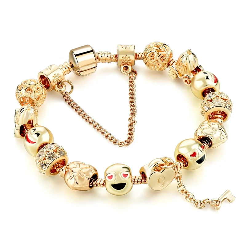 Wholesale ladies rose gold metal set with diamonds with Smiley face pendant fashion bracelet, Picture
Wholesale ladies rose gold metal set with diamonds with Smiley face pendant fashion bracelet, Picture