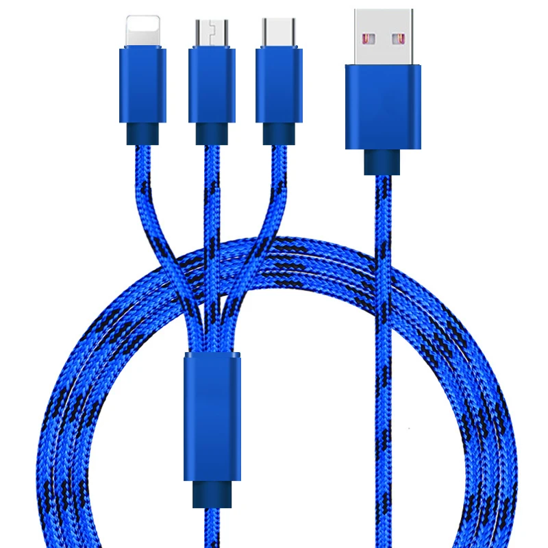 Universal Multi USB Charger Nylon Braided 3 in 1 usb Cable Fast Charger Data USB Cable - ANKUX.COM