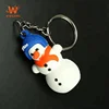Customized OEM Design Soft Rubber Souvenir 3D Snowman Toy Cartoon Keyrings PVC Keychains with Brand Logos