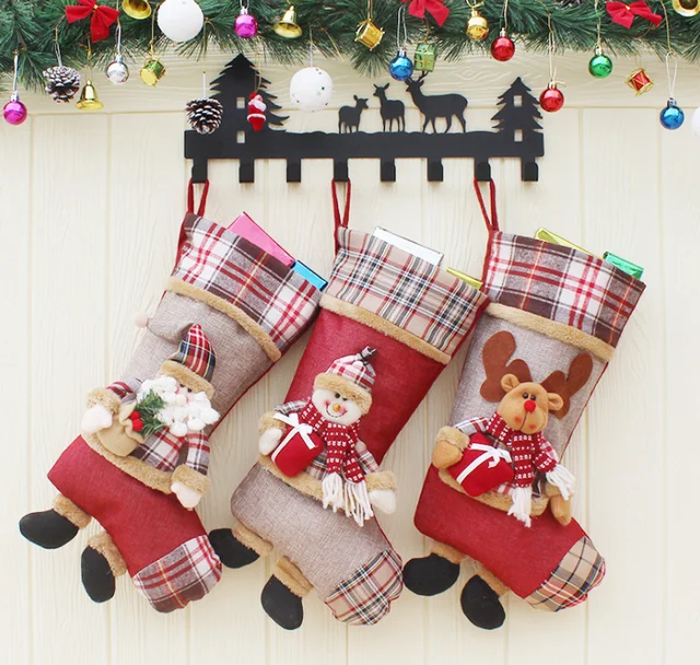 decoration christmas gift snowman santa stocking sock