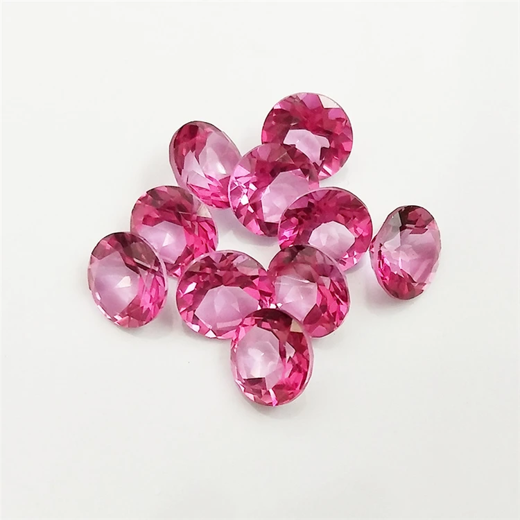 تصنيع المجوهرات رائجة البيع قطع مستديرة 7 مللي متر الطبيعية الوردي توباز فضفاض جوهرة الحجر