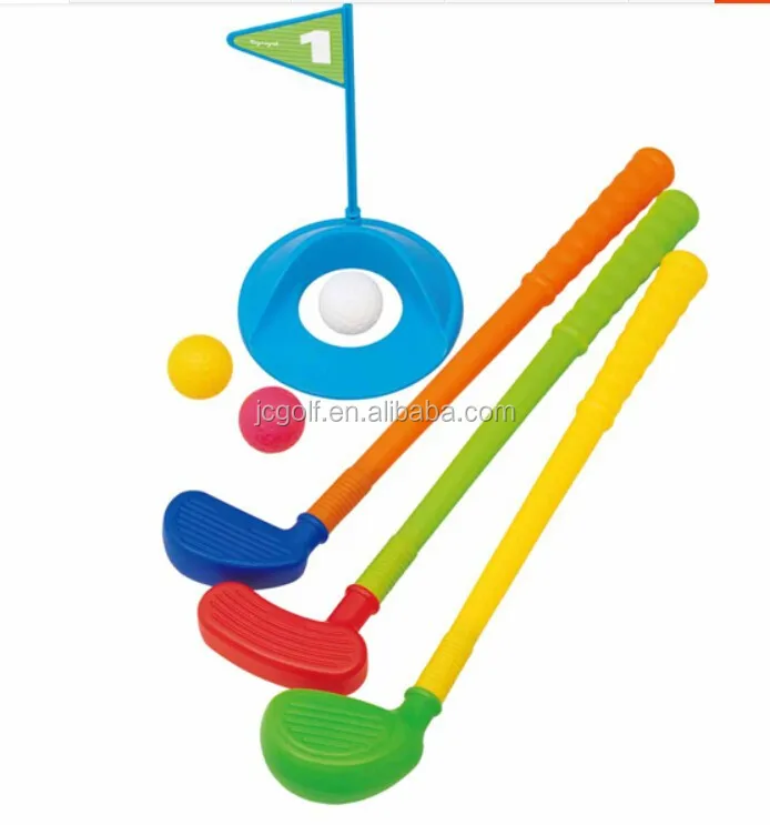 Bright color plastic children kid's mini golf club set for indoor playing